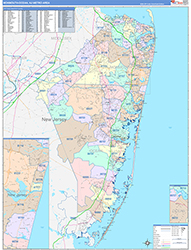Monmouth-Ocean Metro Area Wall Map Color Cast Style 2026